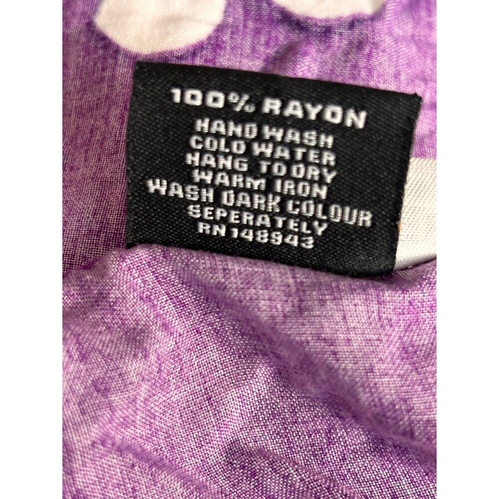 Vintage Purple Hawaiian Plumeria Floral Maxi Dress One Size Rayon Tropical Luau - Picture 9 of 11